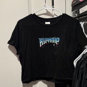 Ripndip Black Tee with Blue and Pink Graphic